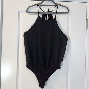 A&F satin tank camisol bodysuit black
